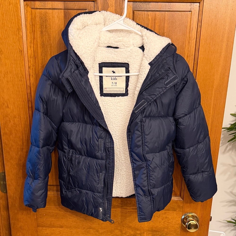 Abercrombie Kids Dark Blue Puffer Coat with Hood